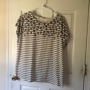 Striped & Leopard Print Tee; size Large; brand new; never worn